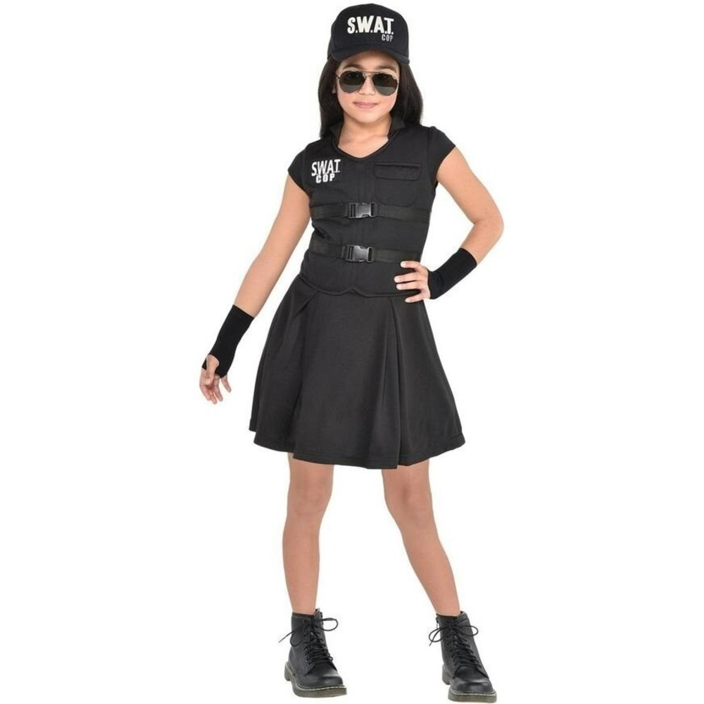 Girls SWAT Cop Police Costume Halloween Dress Size Small 4-6‎ New
